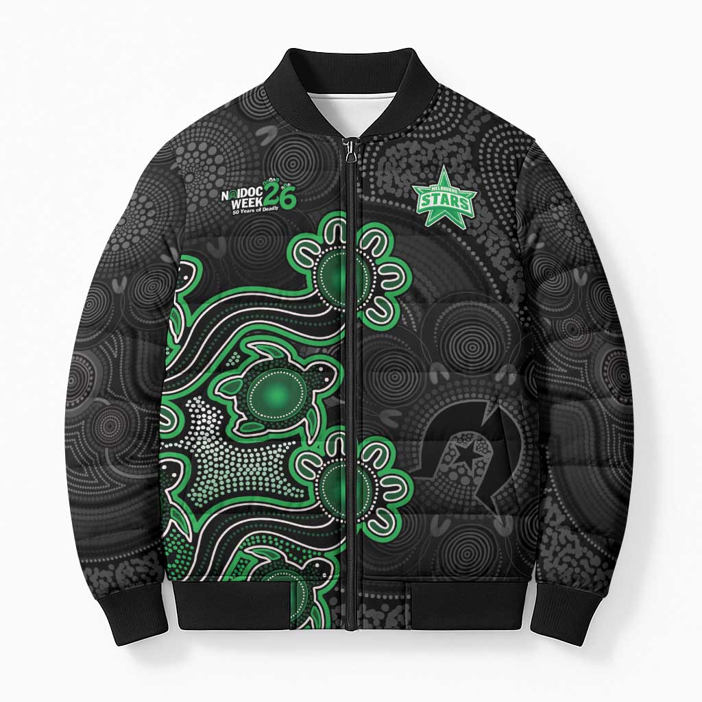 Personalised Melbourne Stars NAIDOC Week 2026 Bomber Puffer Jacket Sea Turtles Aboriginal Art