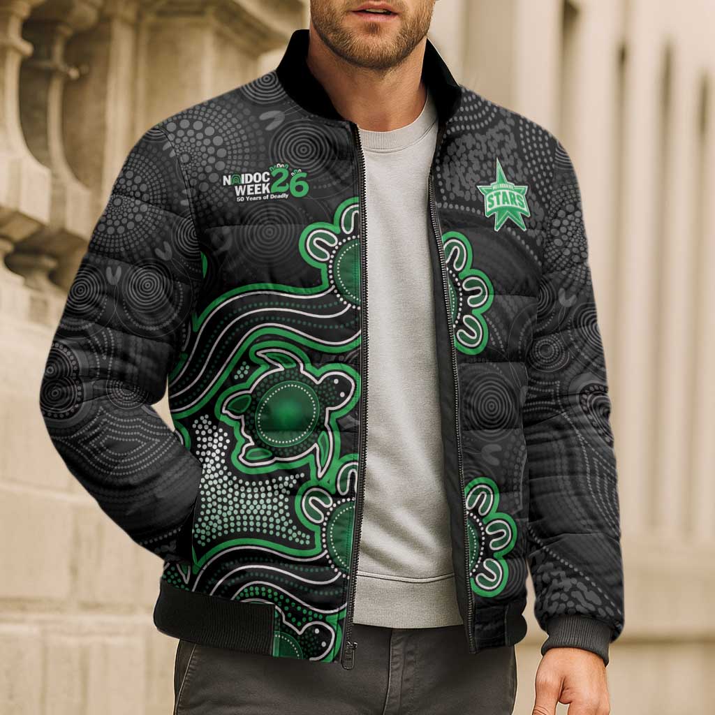 Personalised Melbourne Stars NAIDOC Week 2026 Bomber Puffer Jacket Sea Turtles Aboriginal Art