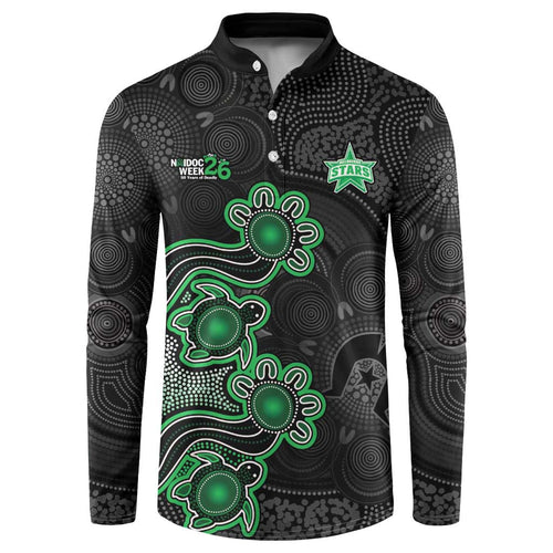 Personalised Melbourne Stars NAIDOC Week 2026 Button Sweatshirt Sea Turtles Aboriginal Art