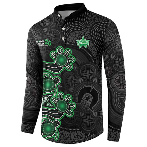 Personalised Melbourne Stars NAIDOC Week 2026 Button Sweatshirt Sea Turtles Aboriginal Art