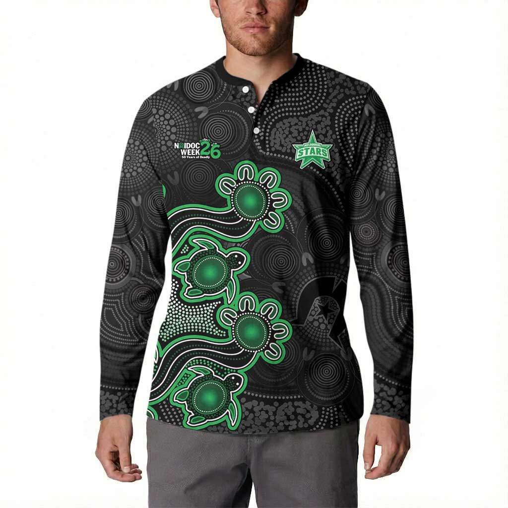 Personalised Melbourne Stars NAIDOC Week 2026 Button Sweatshirt Sea Turtles Aboriginal Art