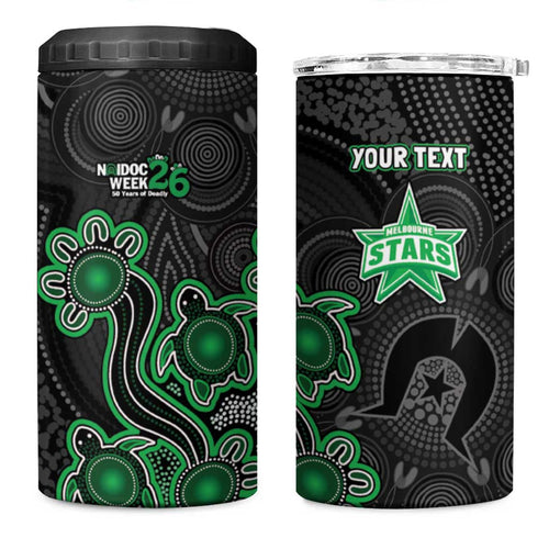 Personalised Melbourne Stars NAIDOC Week 2026 4 in 1 Can Cooler Tumbler Sea Turtles Aboriginal Art