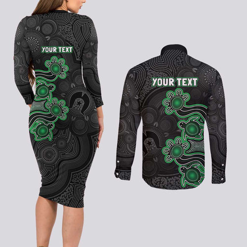 Personalised Melbourne Stars NAIDOC Week 2026 Couples Matching Long Sleeve Bodycon Dress and Long Sleeve Button Shirt Sea Turtles Aboriginal Art