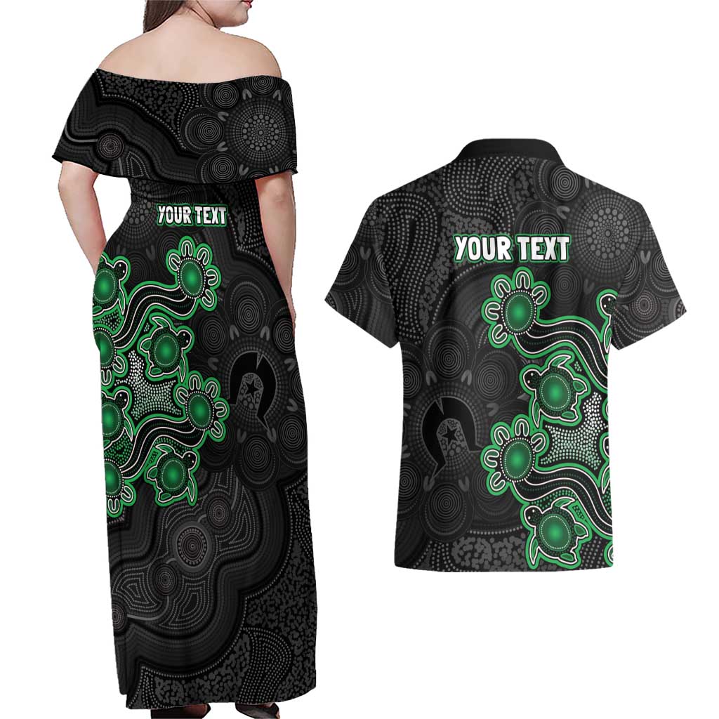 Personalised Melbourne Stars NAIDOC Week 2026 Couples Matching Off Shoulder Maxi Dress and Hawaiian Shirt Sea Turtles Aboriginal Art