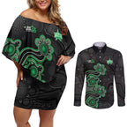 Personalised Melbourne Stars NAIDOC Week 2026 Couples Matching Off Shoulder Short Dress and Long Sleeve Button Shirt Sea Turtles Aboriginal Art