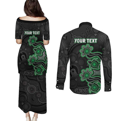 Personalised Melbourne Stars NAIDOC Week 2026 Couples Matching Puletasi and Long Sleeve Button Shirt Sea Turtles Aboriginal Art
