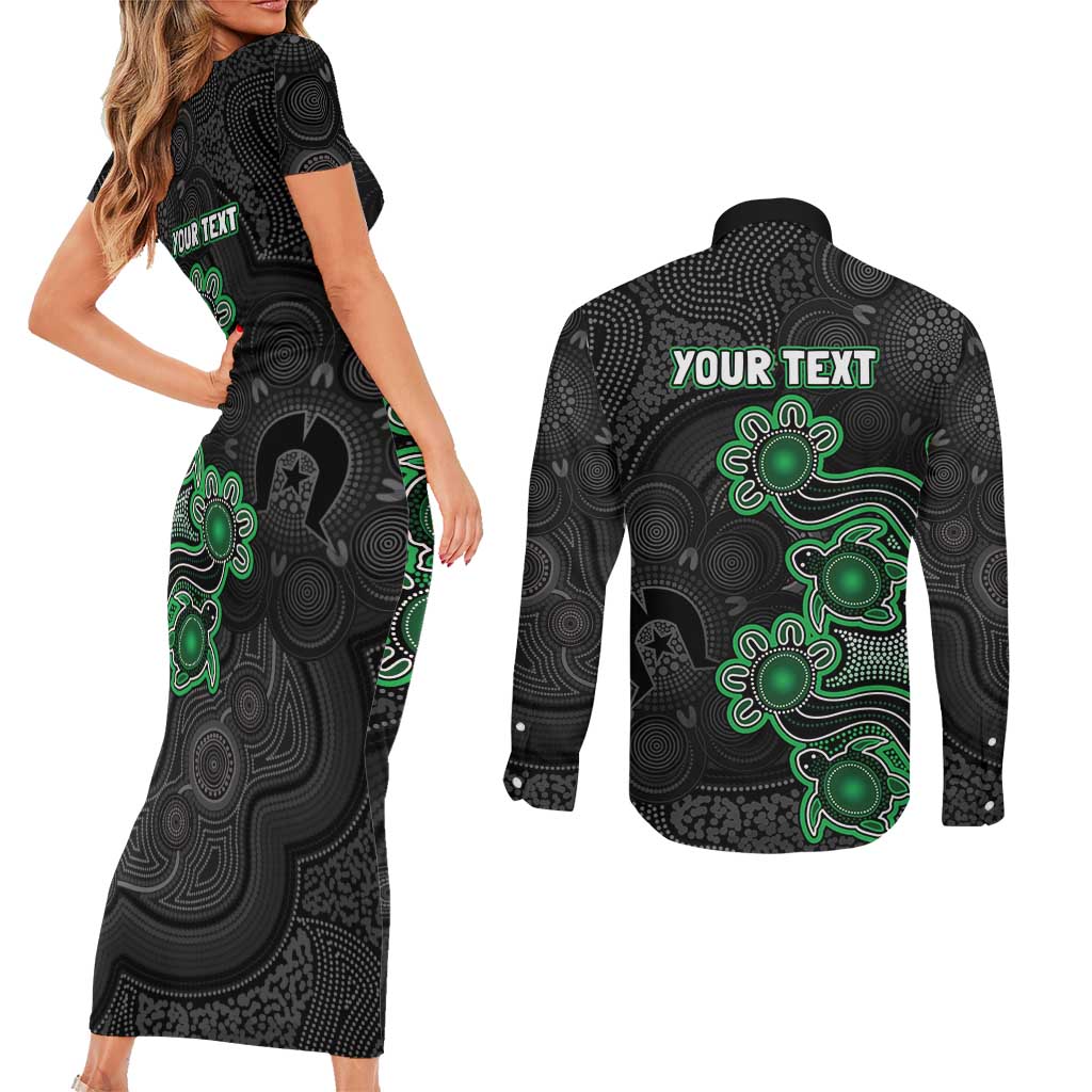 Personalised Melbourne Stars NAIDOC Week 2026 Couples Matching Short Sleeve Bodycon Dress and Long Sleeve Button Shirt Sea Turtles Aboriginal Art