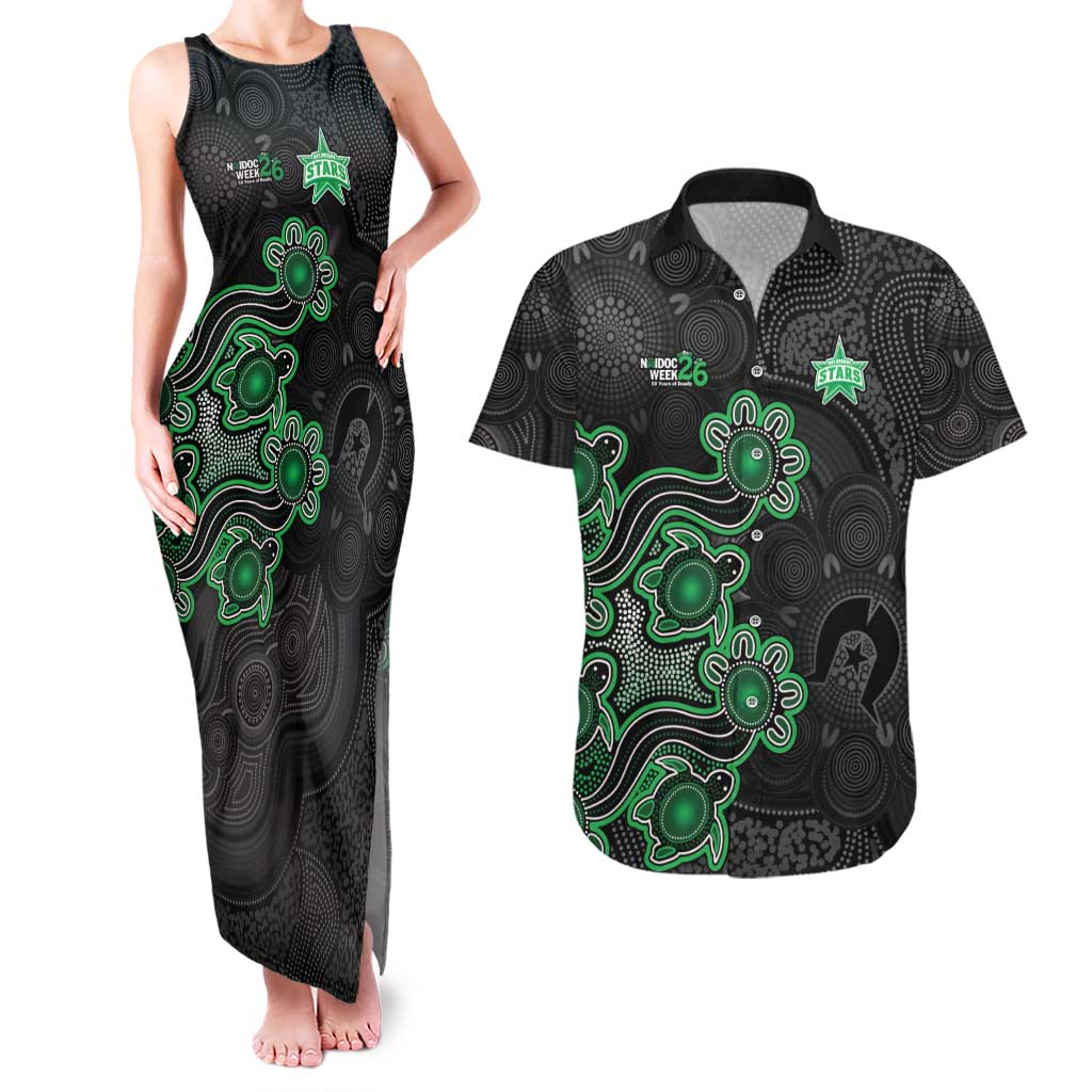 Personalised Melbourne Stars NAIDOC Week 2026 Couples Matching Tank Maxi Dress and Hawaiian Shirt Sea Turtles Aboriginal Art