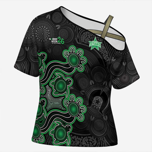 Personalised Melbourne Stars NAIDOC Week 2026 Cross Shoulder Shirt Sea Turtles Aboriginal Art