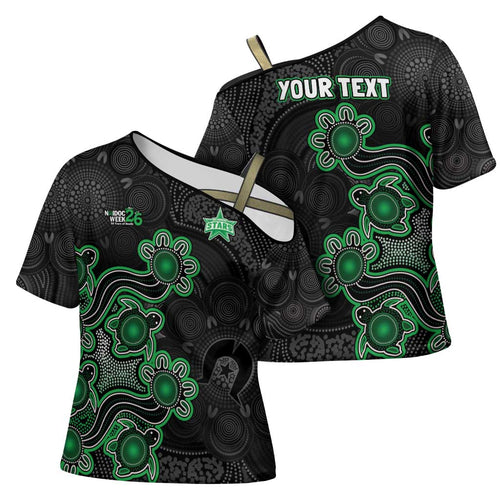 Personalised Melbourne Stars NAIDOC Week 2026 Cross Shoulder Shirt Sea Turtles Aboriginal Art