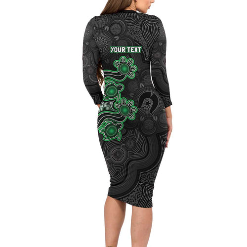 Personalised Melbourne Stars NAIDOC Week 2026 Family Matching Long Sleeve Bodycon Dress and Hawaiian Shirt Sea Turtles Aboriginal Art