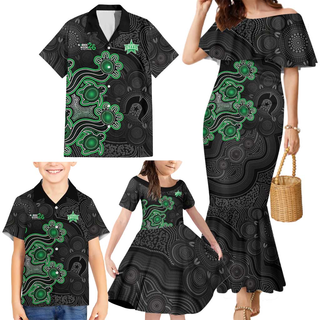 Personalised Melbourne Stars NAIDOC Week 2026 Family Matching Mermaid Dress and Hawaiian Shirt Sea Turtles Aboriginal Art