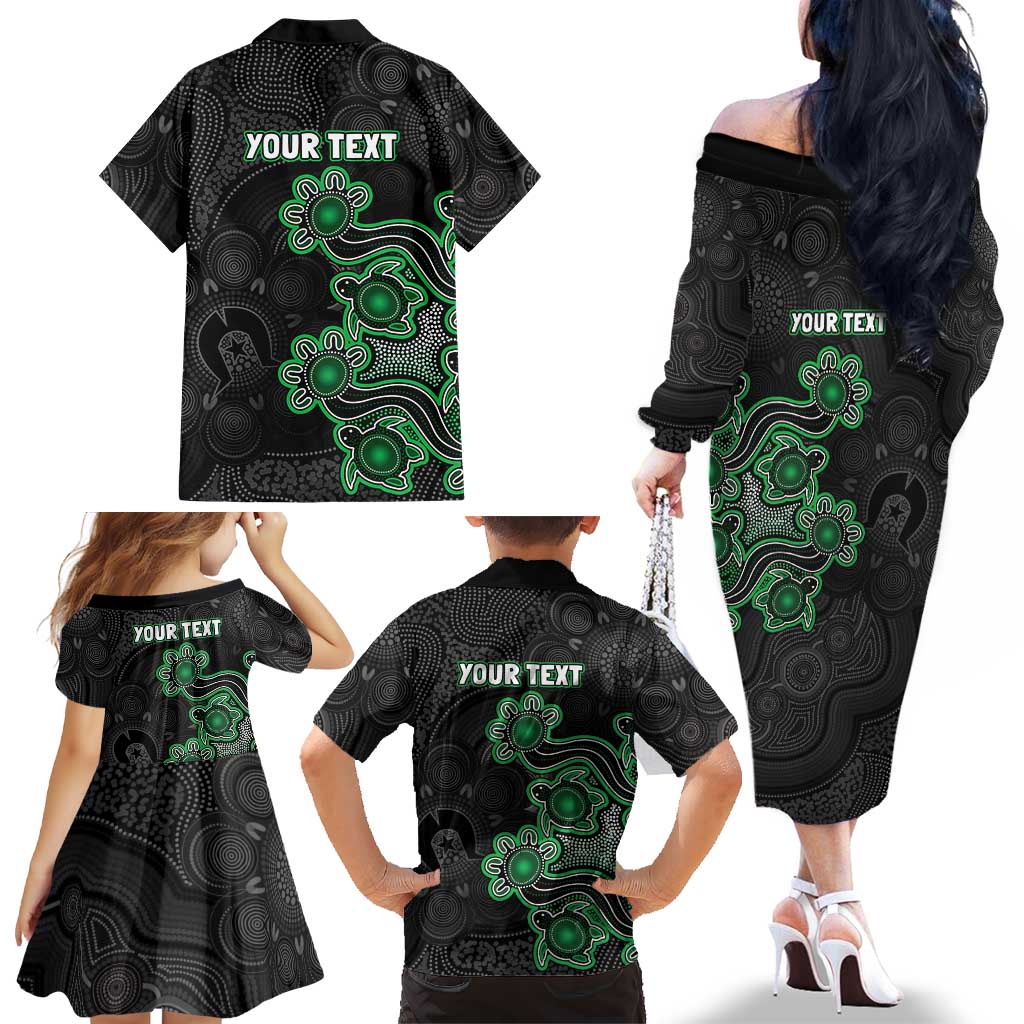 Personalised Melbourne Stars NAIDOC Week 2026 Family Matching Off The Shoulder Long Sleeve Dress and Hawaiian Shirt Sea Turtles Aboriginal Art