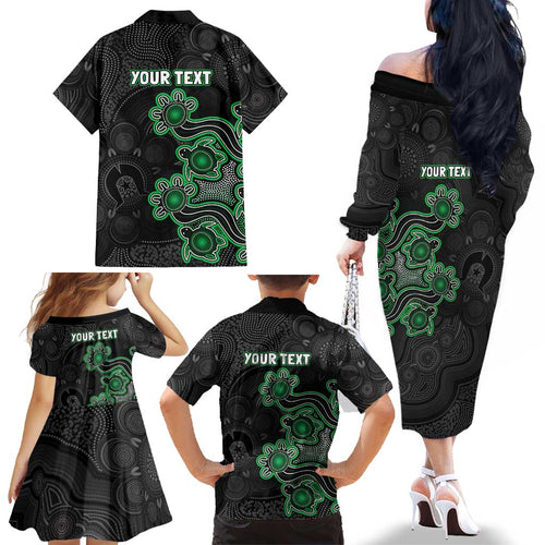 Personalised Melbourne Stars NAIDOC Week 2026 Family Matching Off The Shoulder Long Sleeve Dress and Hawaiian Shirt Sea Turtles Aboriginal Art