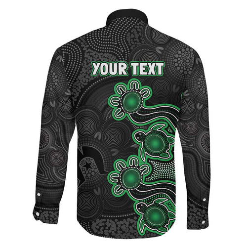 Personalised Melbourne Stars NAIDOC Week 2026 Family Matching Off The Shoulder Long Sleeve Dress and Hawaiian Shirt Sea Turtles Aboriginal Art