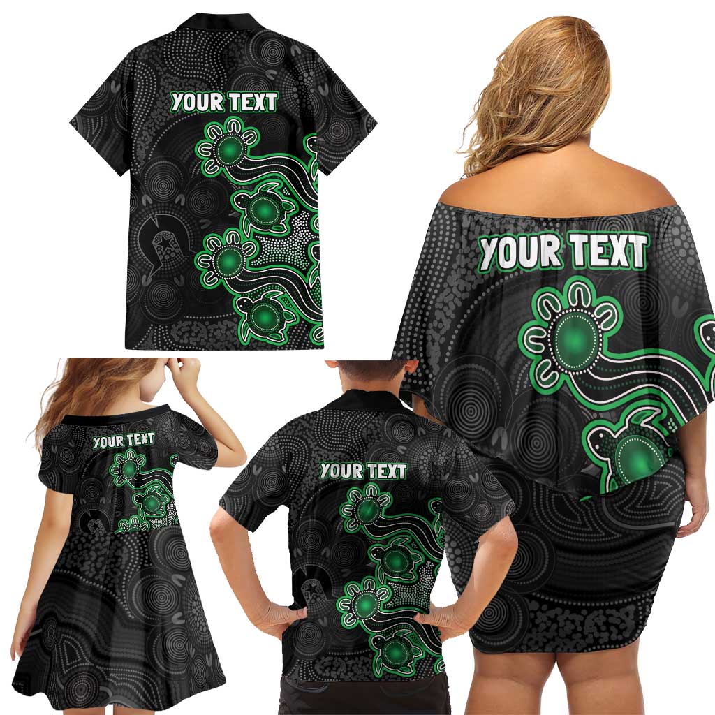 Personalised Melbourne Stars NAIDOC Week 2026 Family Matching Off Shoulder Short Dress and Hawaiian Shirt Sea Turtles Aboriginal Art