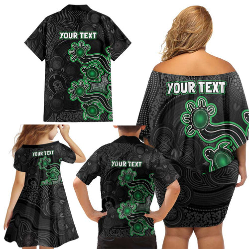 Personalised Melbourne Stars NAIDOC Week 2026 Family Matching Off Shoulder Short Dress and Hawaiian Shirt Sea Turtles Aboriginal Art