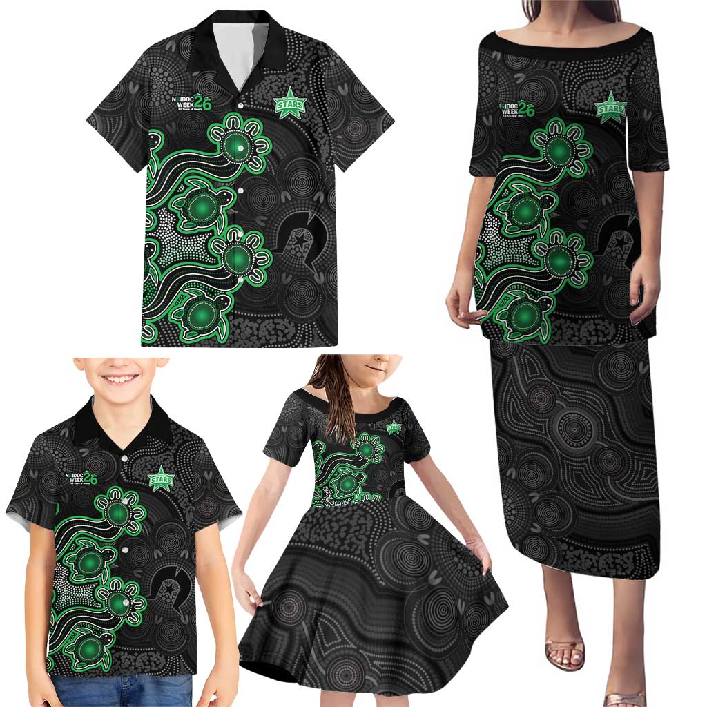 Personalised Melbourne Stars NAIDOC Week 2026 Family Matching Puletasi and Hawaiian Shirt Sea Turtles Aboriginal Art