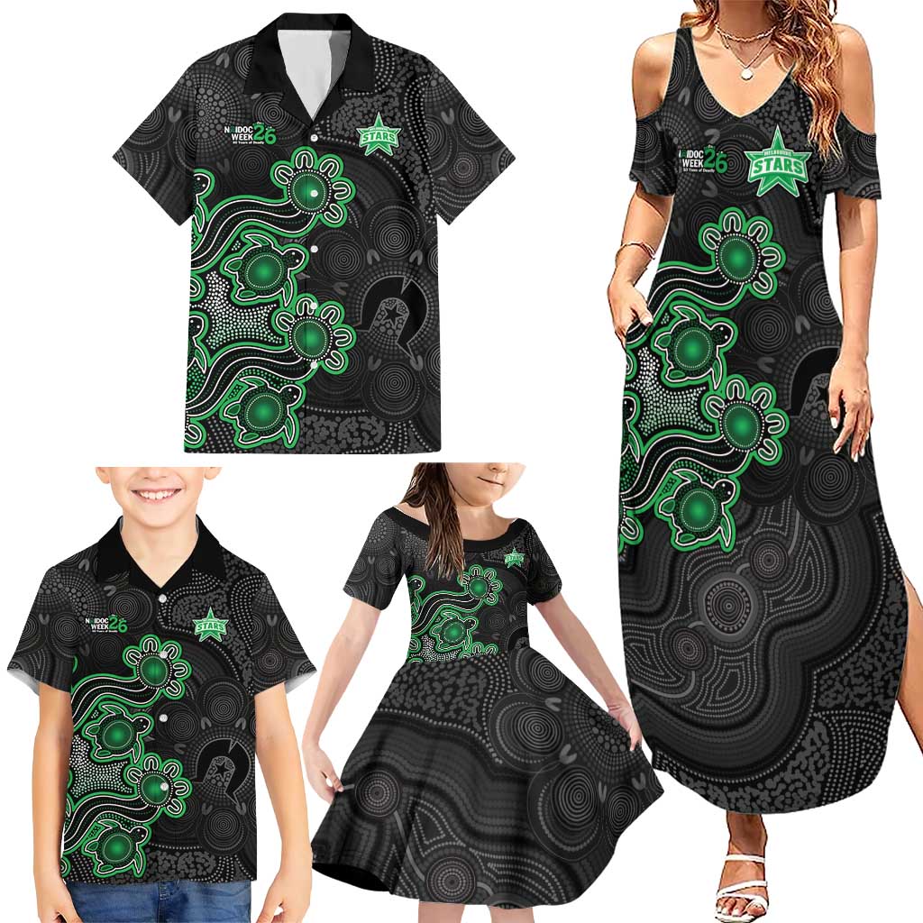 Personalised Melbourne Stars NAIDOC Week 2026 Family Matching Summer Maxi Dress and Hawaiian Shirt Sea Turtles Aboriginal Art