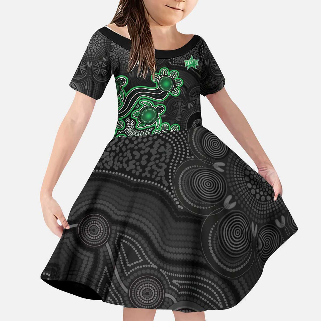 Personalised Melbourne Stars NAIDOC Week 2026 Kid Short Sleeve Dress Sea Turtles Aboriginal Art