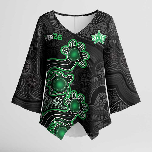 Personalised Melbourne Stars NAIDOC Week 2026 Kimono Sleeve Blouse Sea Turtles Aboriginal Art