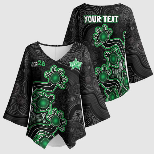 Personalised Melbourne Stars NAIDOC Week 2026 Kimono Sleeve Blouse Sea Turtles Aboriginal Art