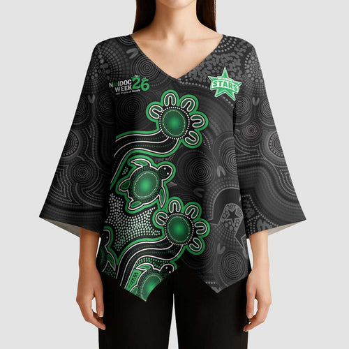 Personalised Melbourne Stars NAIDOC Week 2026 Kimono Sleeve Blouse Sea Turtles Aboriginal Art