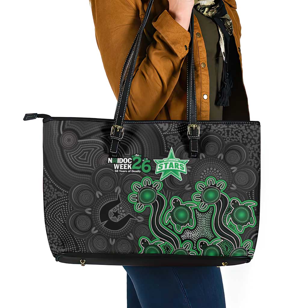 Melbourne Stars NAIDOC Week 2026 Leather Tote Bag Sea Turtles Aboriginal Art