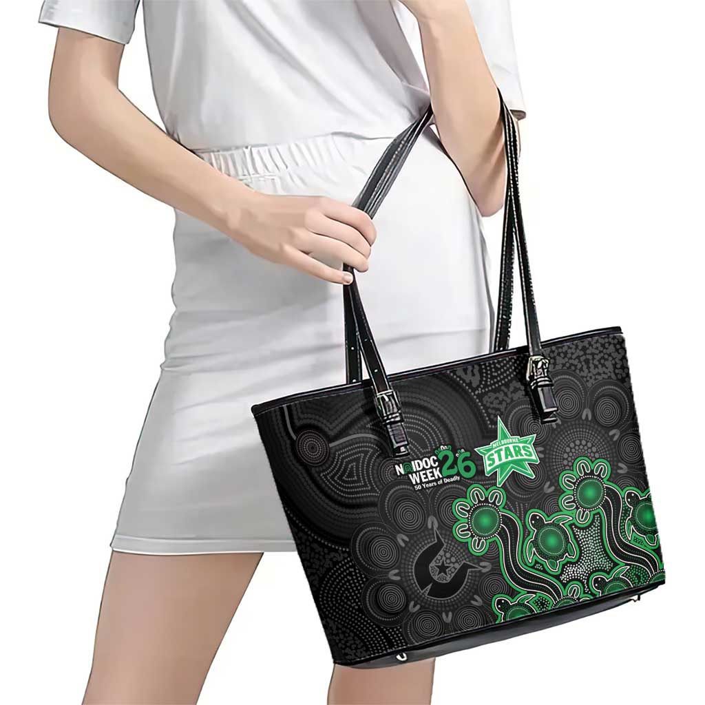 Melbourne Stars NAIDOC Week 2026 Leather Tote Bag Sea Turtles Aboriginal Art