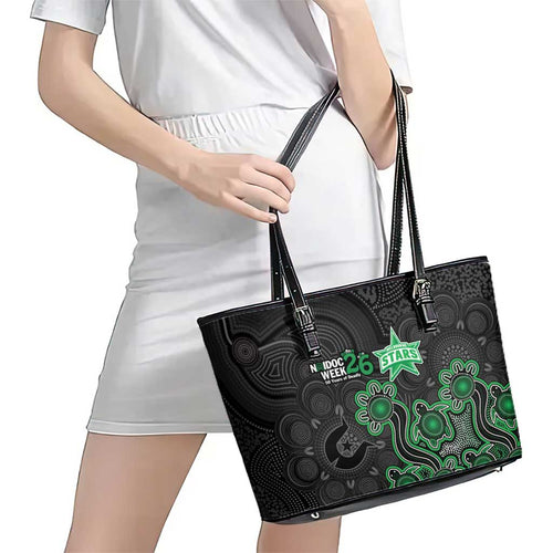 Melbourne Stars NAIDOC Week 2026 Leather Tote Bag Sea Turtles Aboriginal Art