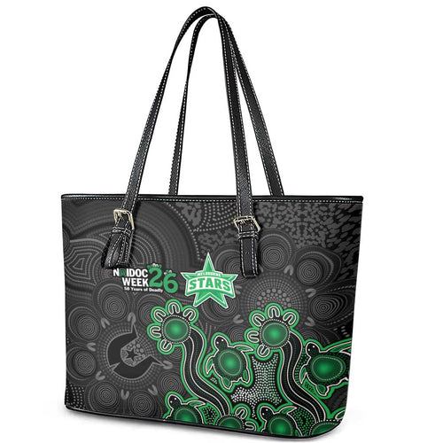 Melbourne Stars NAIDOC Week 2026 Leather Tote Bag Sea Turtles Aboriginal Art