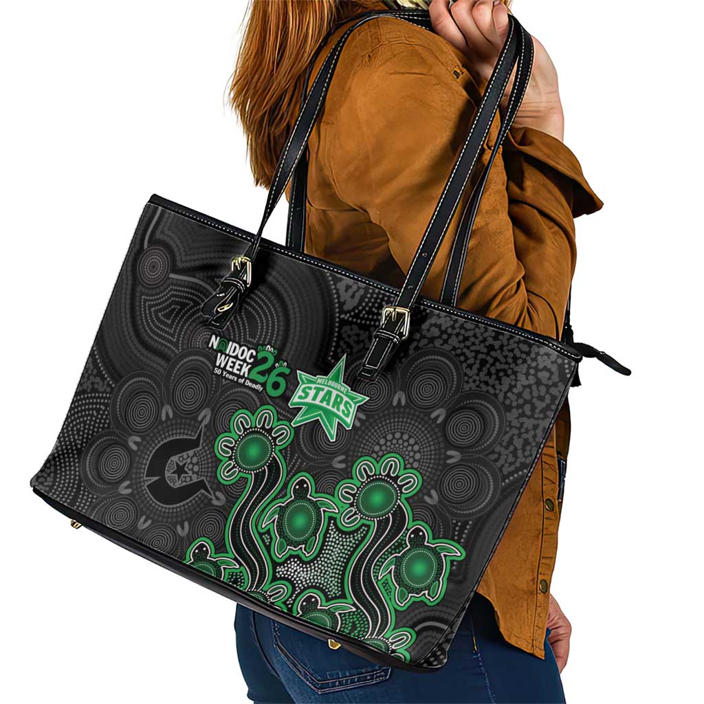 Melbourne Stars NAIDOC Week 2026 Leather Tote Bag Sea Turtles Aboriginal Art