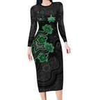 Personalised Melbourne Stars NAIDOC Week 2026 Long Sleeve Bodycon Dress Sea Turtles Aboriginal Art