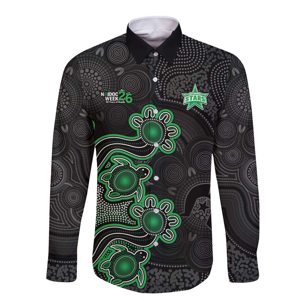 Personalised Melbourne Stars NAIDOC Week 2026 Long Sleeve Button Shirt Sea Turtles Aboriginal Art