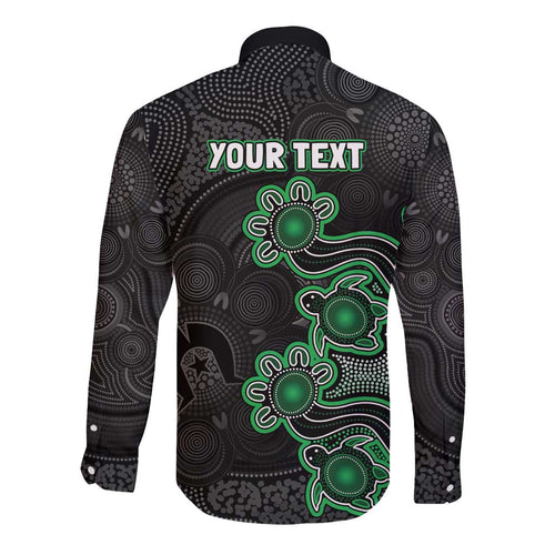 Personalised Melbourne Stars NAIDOC Week 2026 Long Sleeve Button Shirt Sea Turtles Aboriginal Art