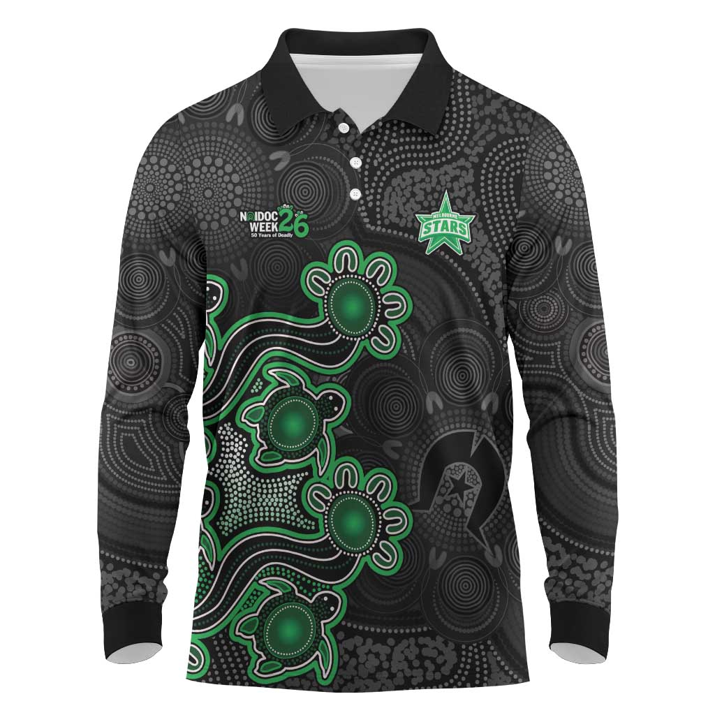 Personalised Melbourne Stars NAIDOC Week 2026 Long Sleeve Polo Shirt Sea Turtles Aboriginal Art