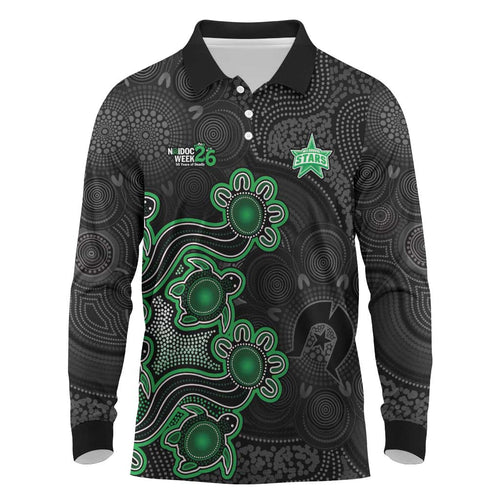 Personalised Melbourne Stars NAIDOC Week 2026 Long Sleeve Polo Shirt Sea Turtles Aboriginal Art