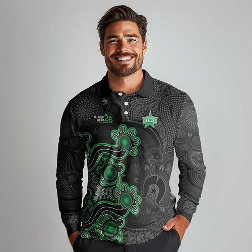 Personalised Melbourne Stars NAIDOC Week 2026 Long Sleeve Polo Shirt Sea Turtles Aboriginal Art