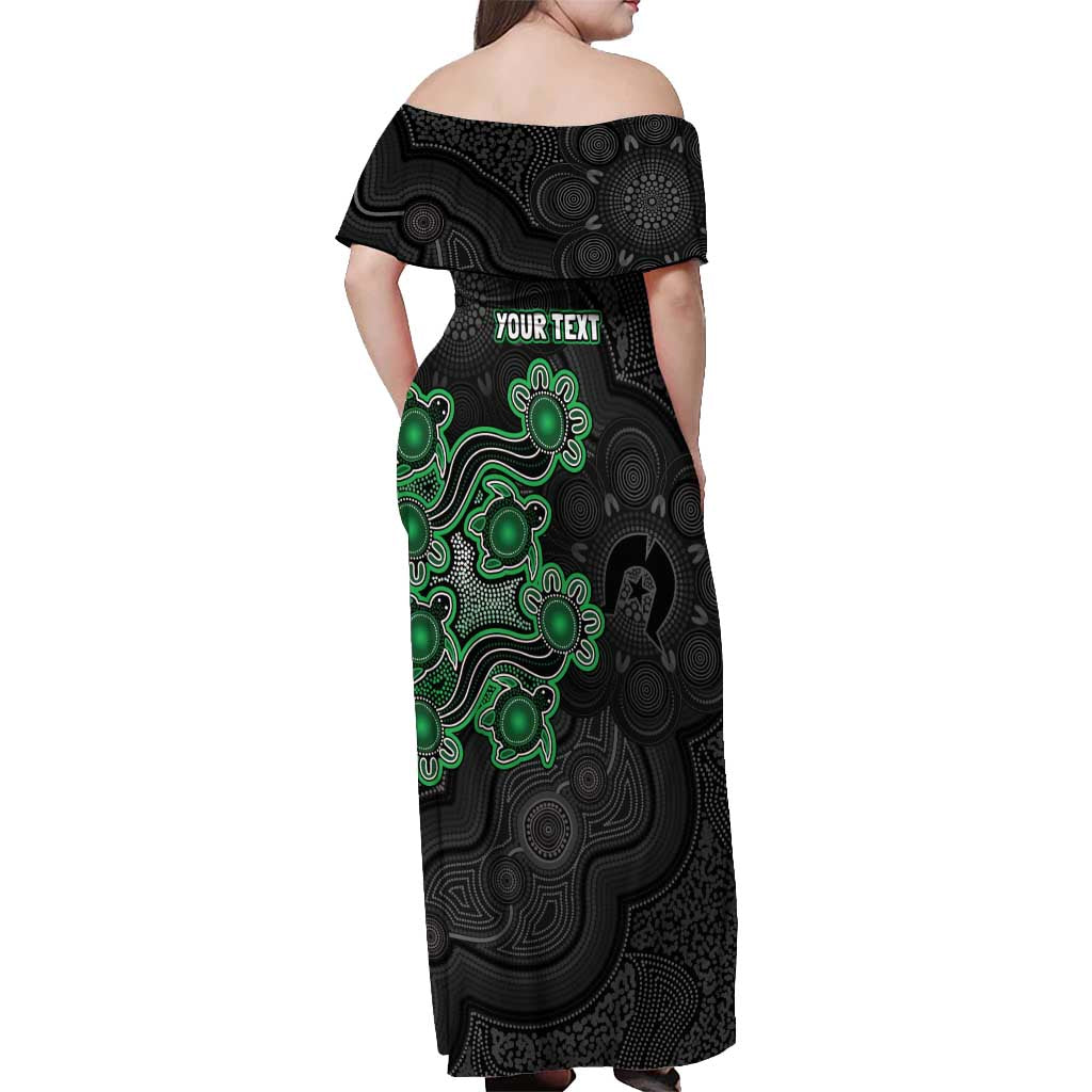 Personalised Melbourne Stars NAIDOC Week 2026 Off Shoulder Maxi Dress Sea Turtles Aboriginal Art