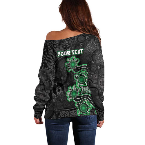 Personalised Melbourne Stars NAIDOC Week 2026 Off Shoulder Sweater Sea Turtles Aboriginal Art