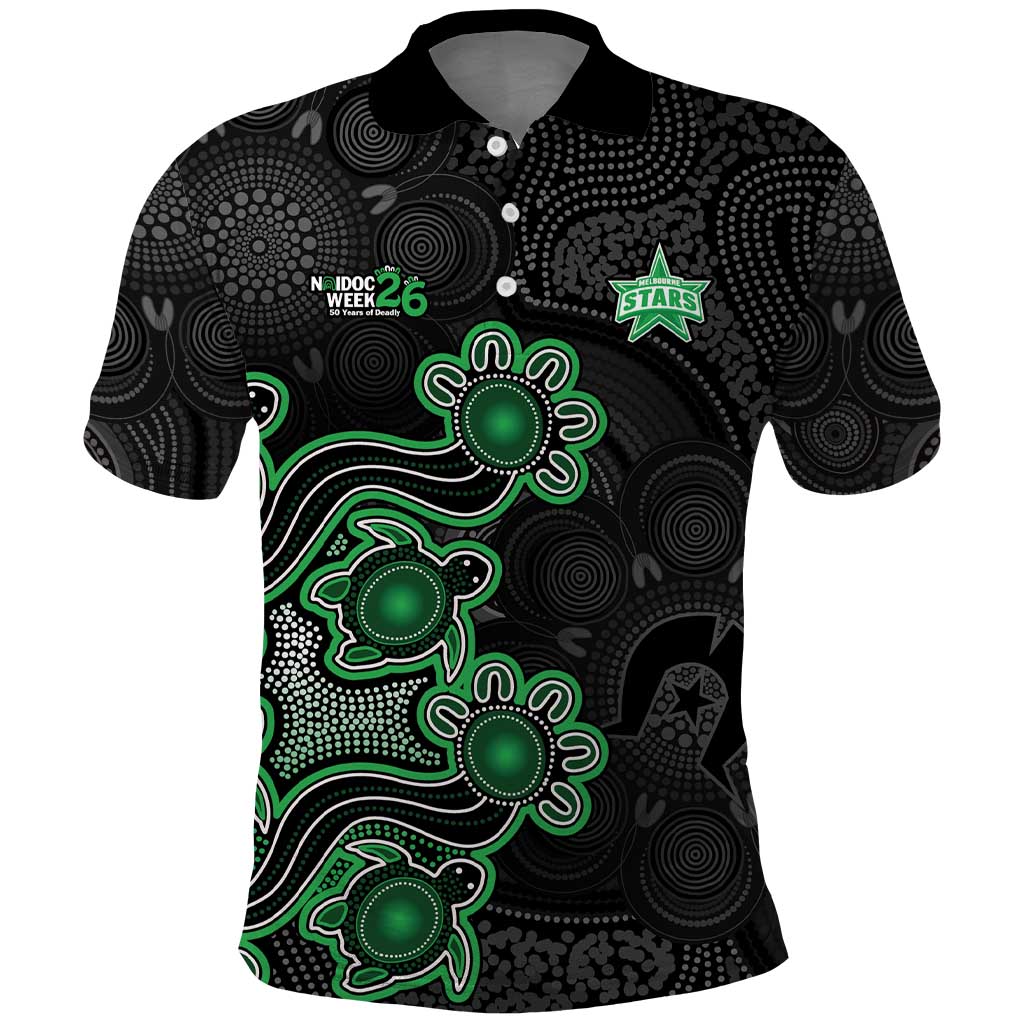 Personalised Melbourne Stars NAIDOC Week 2026 Polo Shirt Sea Turtles Aboriginal Art