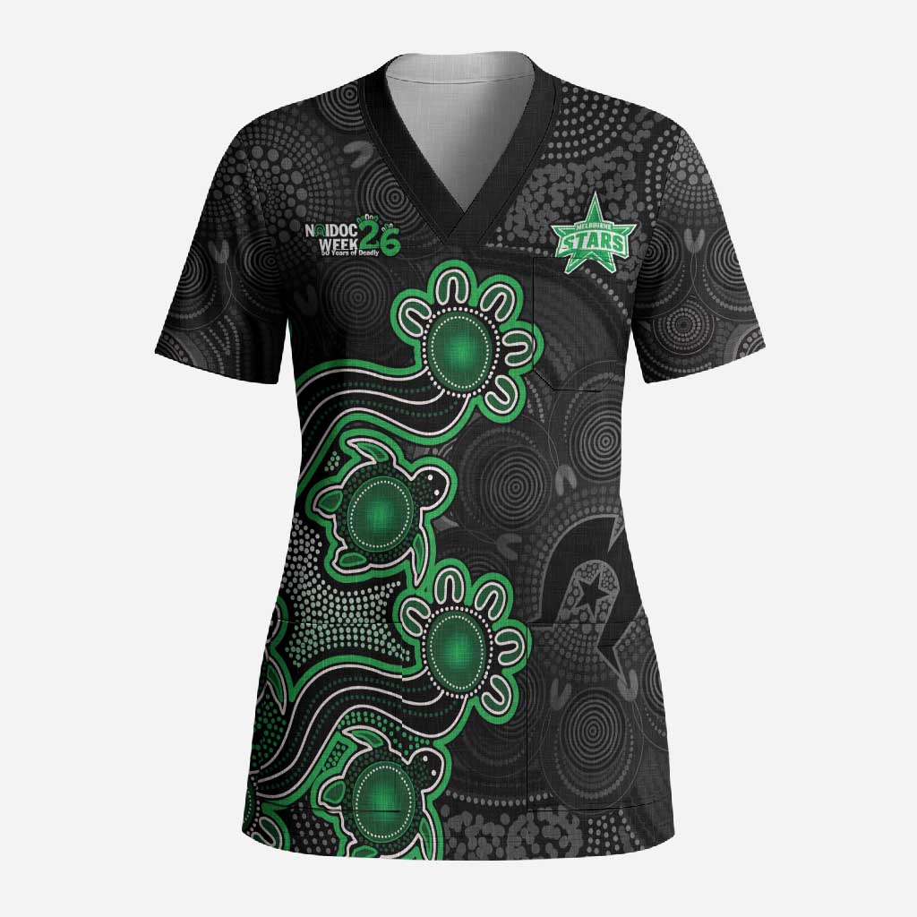 Personalised Melbourne Stars NAIDOC Week 2026 Scrub Top Sea Turtles Aboriginal Art