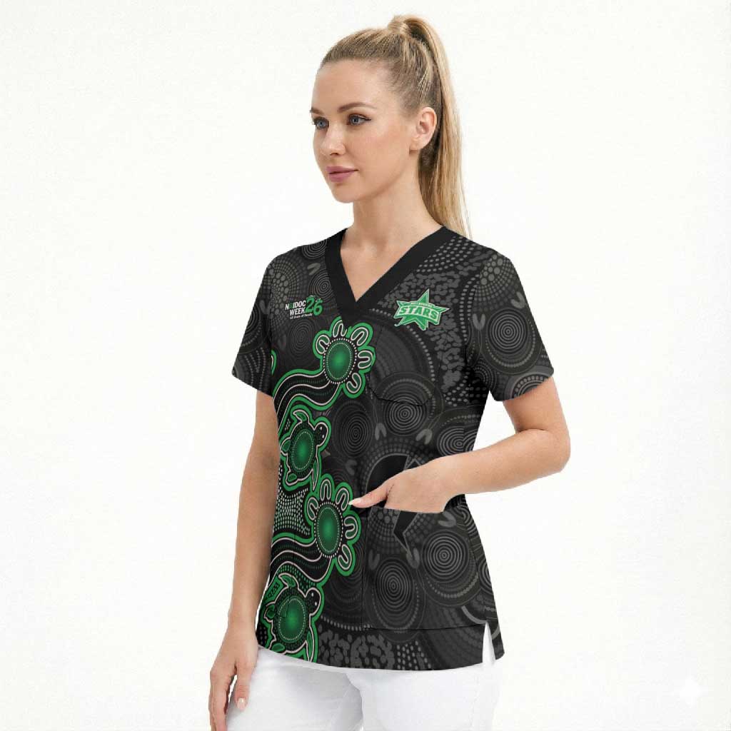 Personalised Melbourne Stars NAIDOC Week 2026 Scrub Top Sea Turtles Aboriginal Art