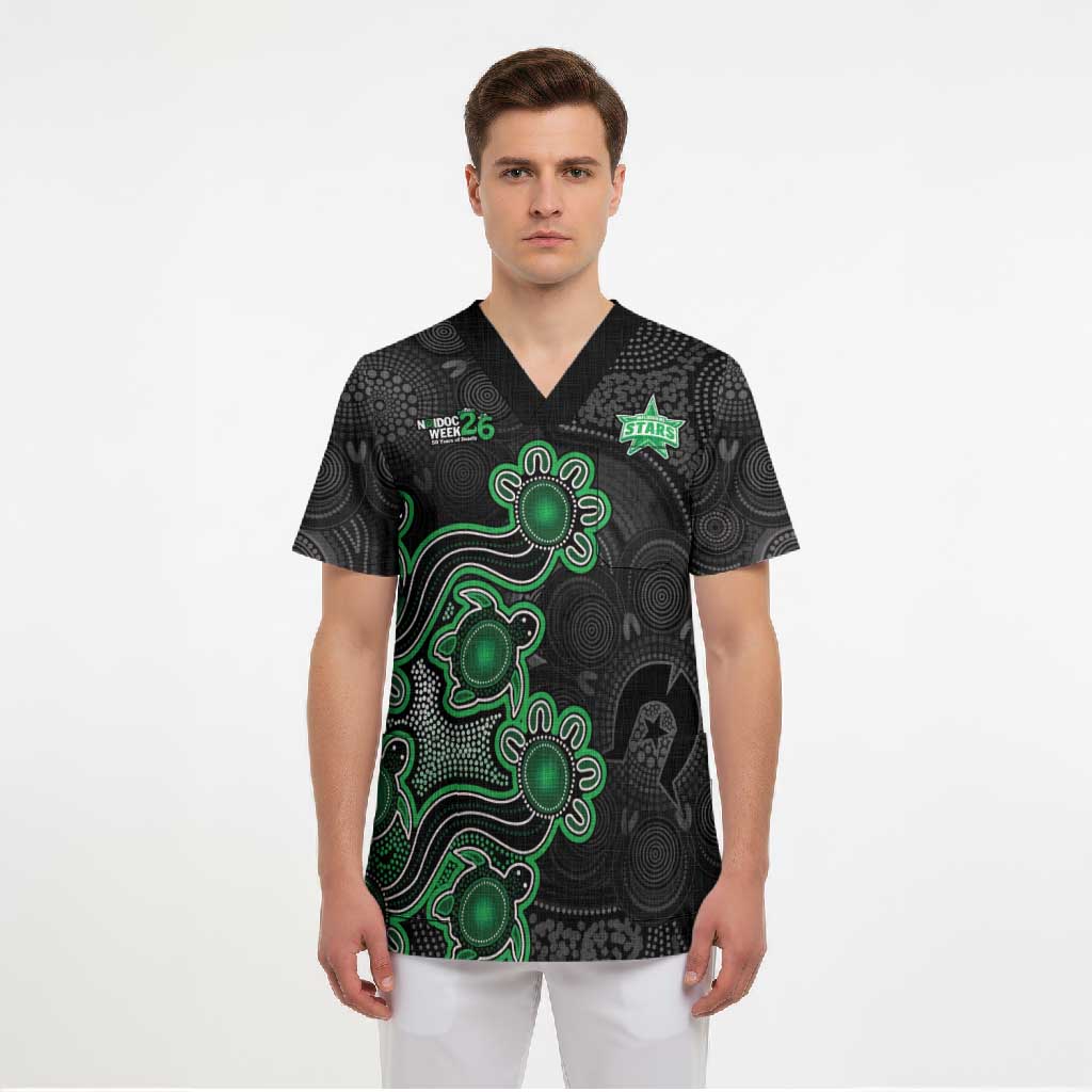 Personalised Melbourne Stars NAIDOC Week 2026 Scrub Top Sea Turtles Aboriginal Art