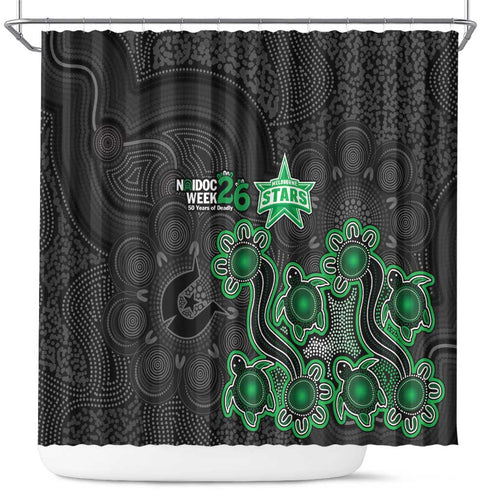 Melbourne Stars NAIDOC Week 2026 Shower Curtain Sea Turtles Aboriginal Art