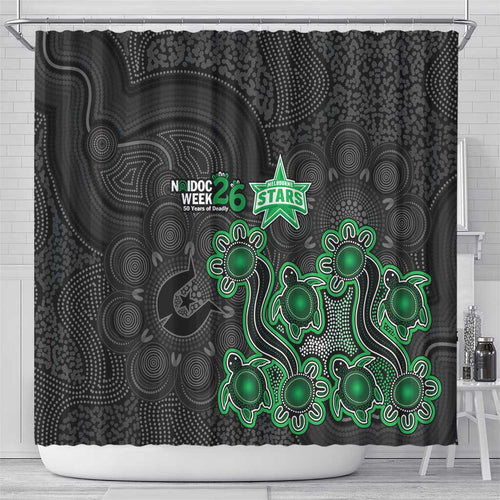 Melbourne Stars NAIDOC Week 2026 Shower Curtain Sea Turtles Aboriginal Art