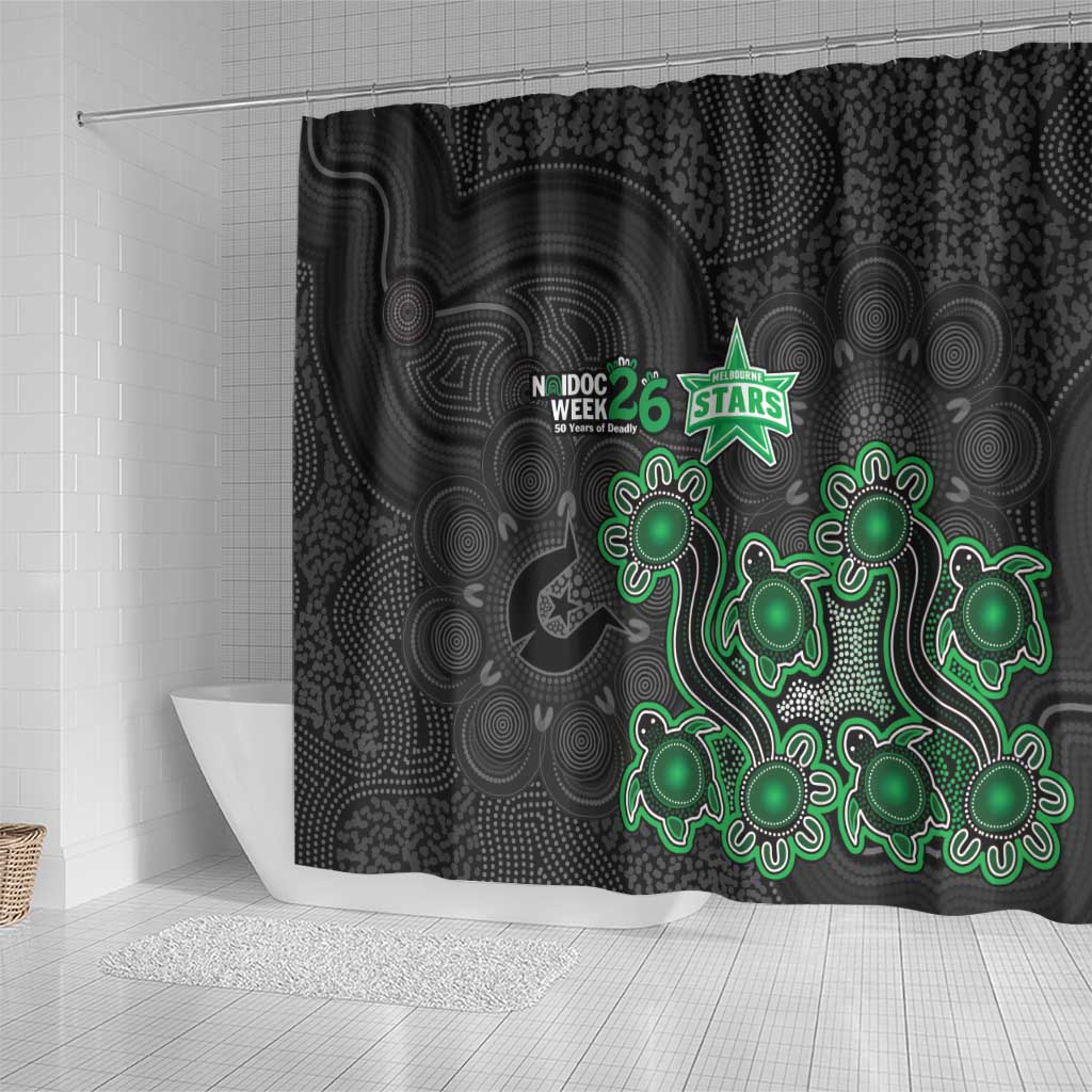 Melbourne Stars NAIDOC Week 2026 Shower Curtain Sea Turtles Aboriginal Art