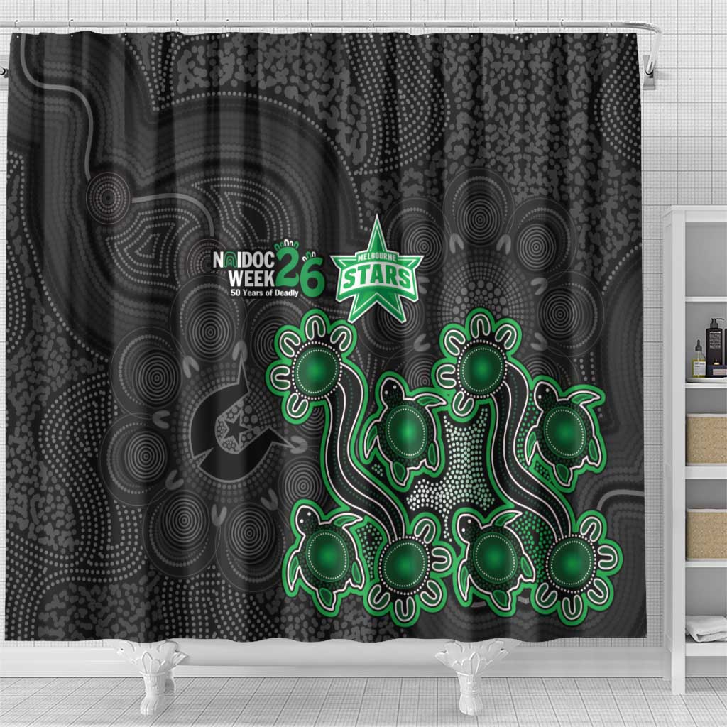 Melbourne Stars NAIDOC Week 2026 Shower Curtain Sea Turtles Aboriginal Art
