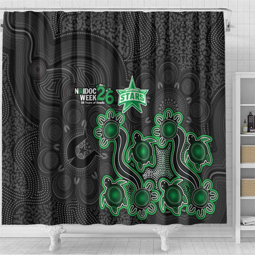Melbourne Stars NAIDOC Week 2026 Shower Curtain Sea Turtles Aboriginal Art