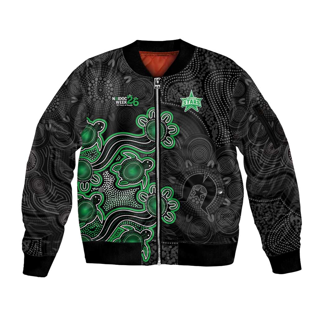 Personalised Melbourne Stars NAIDOC Week 2026 Sleeve Zip Bomber Jacket Sea Turtles Aboriginal Art